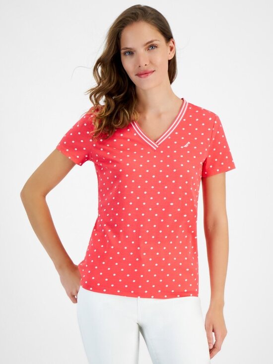 Nautica Tops - Clearance Sale Nautica Women's Dot Print Embellished T-Shirt Pink
